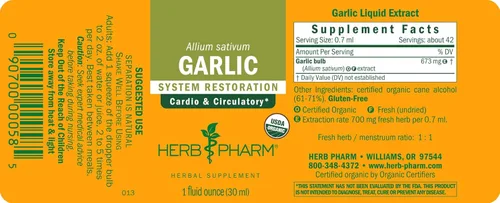 Miniatura 6 de Herb Pharm Extracto líquido de ajo orgánico certificado para apoyo cardiovascular y circulatorio - 1 onza
