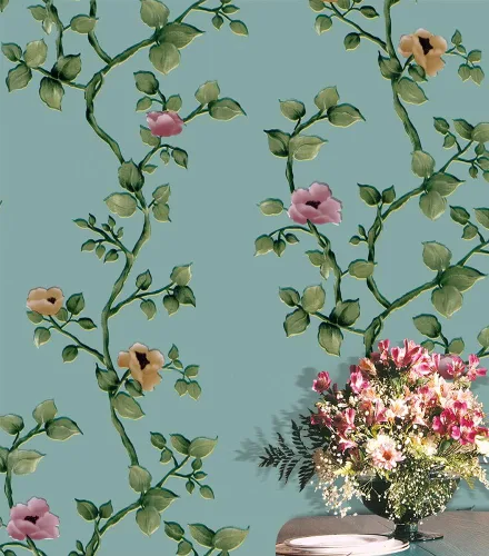 Miniatura 6 de J9175 - Papel tapiz floral para despegar y pegar de 17.7 pulgadas x 9.8 pies, color rojo/caqui, papel de contacto autoadhesivo extraíble