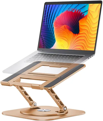 Miniatura 11 de AOEVI Soporte ajustable para computadora con base giratoria de 360°, elevador ergonómico plegable para computadora portátil para escritorio