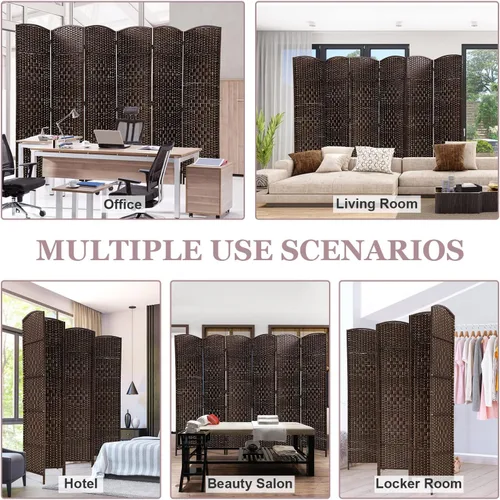 Miniatura 8 de Divisor de madera de 6 paneles, 6 pies de alto, divisor de pared plegable de madera, cada panel para el hogar, oficina, dormitorio, restaurante