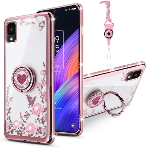 Miniatura 10 de Funda para Xiaomi Mi 11 Lite 4G/5G, cubierta protectora de TPU suave con cristal de purpurina con soporte de anillo 360, púrpura brillante Purpura