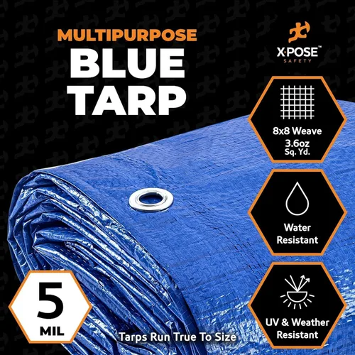 Miniatura 3 de Better - Lona de polietileno azul de 10 x 10 pies, media paleta (paquete de 420), funda protectora multiusos, ligera, duradera, impermeable