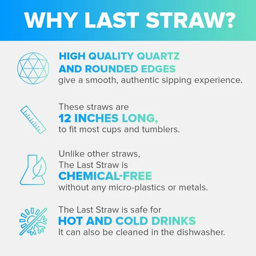 Miniatura 5 de PhoneSoap Last Straw - Pajitas reutilizables de 12 pulgadas de largo para bebidas frías y calientes, cuarzo transparente, aptas para lavavajillas