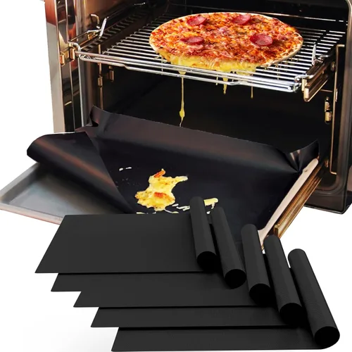 Revestimientos para horno para la parte inferior del horno, 16 x 24 pulgadas de grosor, antiadherentes, antiadherentes, forros de horno Negro