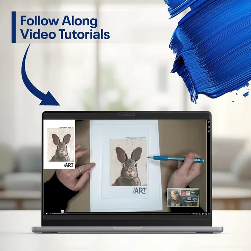 Miniatura 7 de Kit de pintura artística para adultos con tutoriales en video - Aprende a pintar Baby Bunny - Juego de pintura acrílica de 9 piezas y suministros