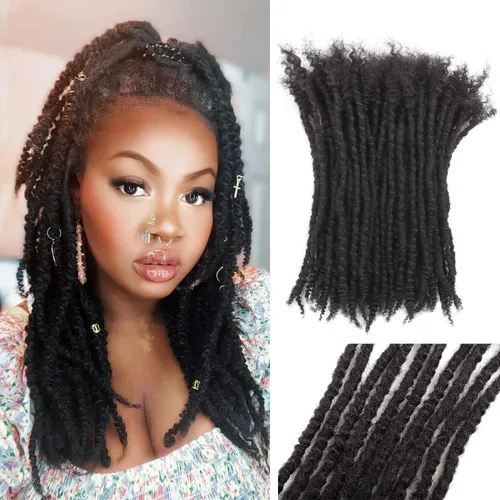 Miniatura 13 de Extensiones de cabello humano texturizado con extremos rizados, extensiones de cabello humano completamente hechas a mano para mujeres/hombres, se