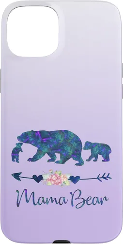 Miniatura 9 de Teal Blue Purple Floral Mama Bear and Two Cubs Silver Purple Case for iPhone 17