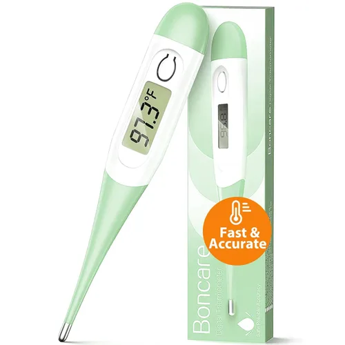 Miniatura 10 de Boncare Termómetro digital de 10 segundos para adultos y niños, termómetro rectal preciso y seguro para bebé con alarma de fiebre, termómetro oral