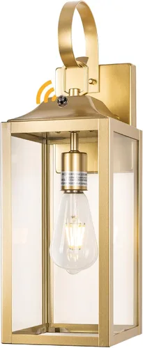 Miniatura 8 de Lámpara de pared grande de 19 pulgadas para exteriores del anochecer al amanecer, luz de porche dorada, linterna de pared para exteriores, lámpara