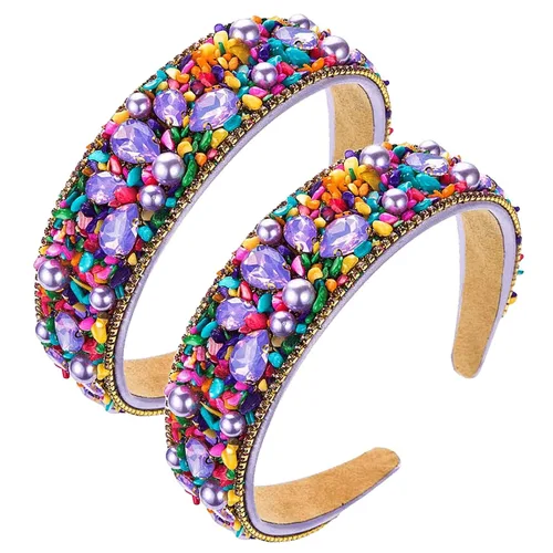 Miniatura 11 de Diademas turquesa para mujeres y niñas, banda ancha antideslizante para la cabeza, bandas para la cabeza con nudo superior, diadema de perlas de Azul