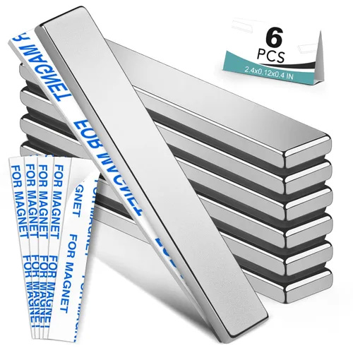 Pack de 6 imanes de barra de neodimio fuerte de BEST CHOICE MAGNETS, potentes imanes de tierras raras de neodimio con adhesivo de doble cara,