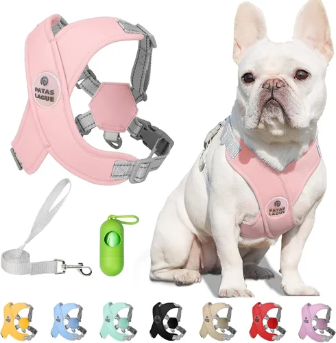 Miniatura 26 de Patas Lague Juego de arnés para perro con correa, ajustable, suave, acolchado, chaleco de entrada para perro, sin estrangulamiento, sin tirones