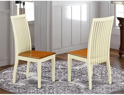 Miniatura 2 de East West Furniture IPC-BMK-W Ipswich - Sillas de comedor con respaldo de listones, juego de 2, suero de leche y cereza