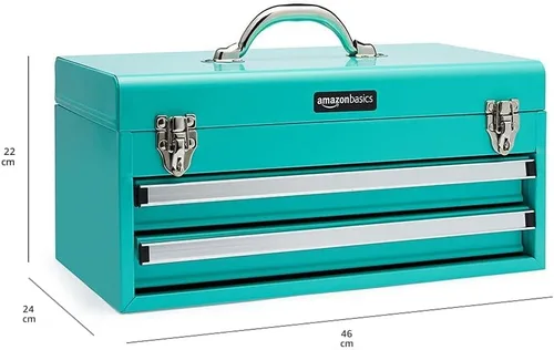 Miniatura 6 de Amazon Basics Caja de herramientas de acero con cajones de almacenamiento y organización, 18.11 x 8.66 x 9.45 pulgadas, acabado con recubrimiento