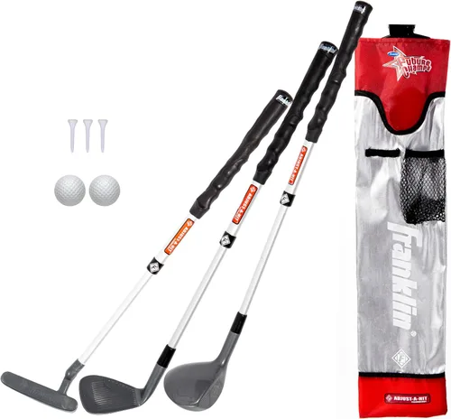Miniatura 9 de Franklin Sports Juego de Golf para Niños - Juego de Palos de Golf de Plástico Ajustable para Jóvenes - Juego de Golf de Plástico para Niños con Rosa