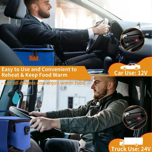 Miniatura 2 de Aotto Horno Portátil Fiambrera Eléctrica Calentador de Alimentos - 12V/24V 2 en 1 Calentador de Alimentos para Coche, Fiambrera Térmica para Azul