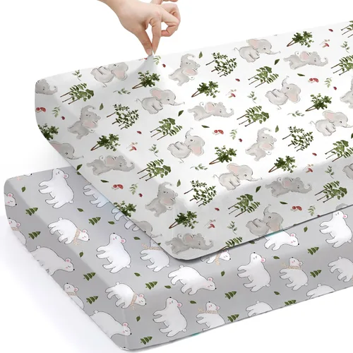 Miniatura 56 de Pack n Play Sheets, BROLEX 2 Pack Mini Crib Sheets,Stretchy Portable Fitted Playard Sheet Set, Convertible Playard Mattress Cover,Ultra Soft