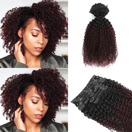 Miniatura 7 de Extensiones de cabello rizado con clip para mujeres afroamericanas, Urbeauty, Extensiones de cabello rizado con clip para cabello humano para chicas