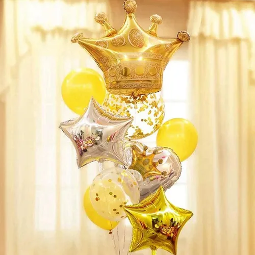 Miniatura 2 de 14 globos de corona de papel de aluminio dorado para cumpleaños, bodas, fiestas, baby shower, decoraciones 4 gigantes y 10 miniaturas