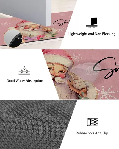 Miniatura 2 de Tapete de baño de Navidad para bañera, antideslizante, de secado rápido y absorbente, de tierra de diatomeas, fregadero de cocina, lavable, copos