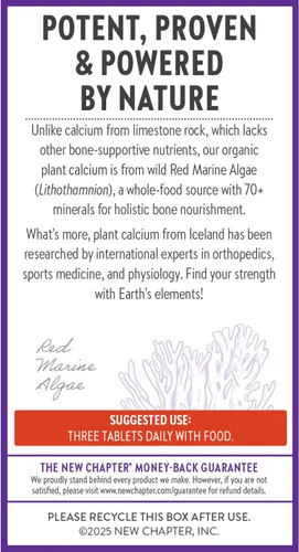 Miniatura 7 de Suplemento de calcio New Chapter - Calcio de origen vegetal USDA orgánico para la fuerza ósea con magnesio, vitamina D3+K2, para la salud ósea
