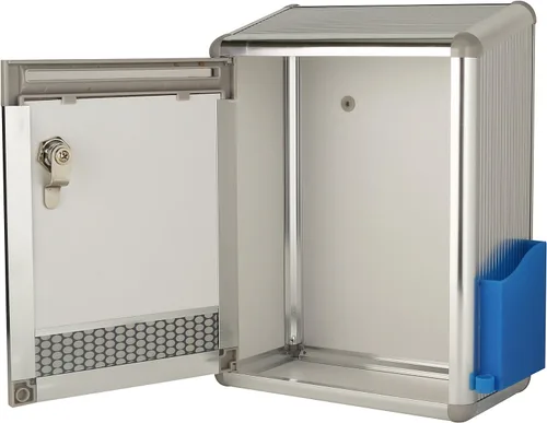 Miniatura 2 de MCB - Urna de metal de aluminio para sugerencias de oficina, caja de donación de colección benéfica con ventana, caja de comentarios con bolígrafo