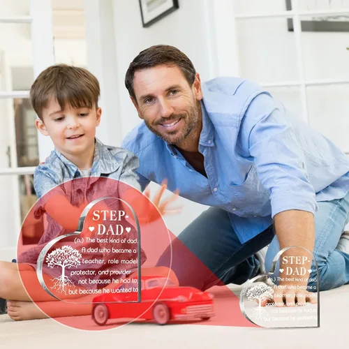 Miniatura 5 de Regalos para el Día del Padre, placa acrílica con corazón para el Día del Padre, regalos para padrastro de hija, hijo, hijastro, hijastro, regalo