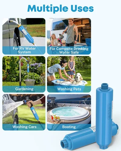 Miniatura 6 de Kohree Filtro de agua para autocaravana, certificado NSF, filtro de agua en línea que reduce el cloro, el mal sabor, el olor, accesorios de RV