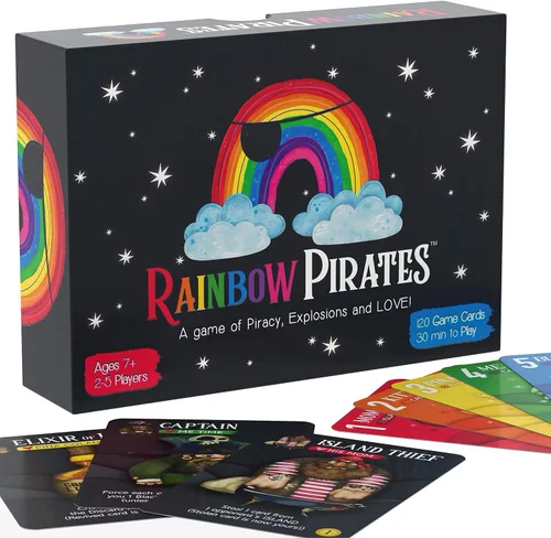 Sweet Bros Games Rainbow Pirates - Divertido juego familiar para niños, adolescentes y adultos, juego de cartas estilo Rummy para 2 a 5 jugadores