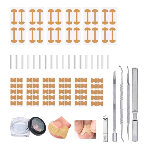 Tratamiento de uñas encarnadas, juego profesional de herramientas de pedicura de uñas encarnadas, 60 piezas de parche corrector de uñas