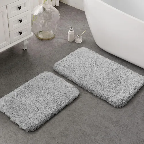 Miniatura 8 de Ashler - Juego de 2 alfombras de baño negras, 2 piezas, tapetes de baño rectangulares de microfibra suave, lavables a máquina, 17 x 24 y 20 x 32