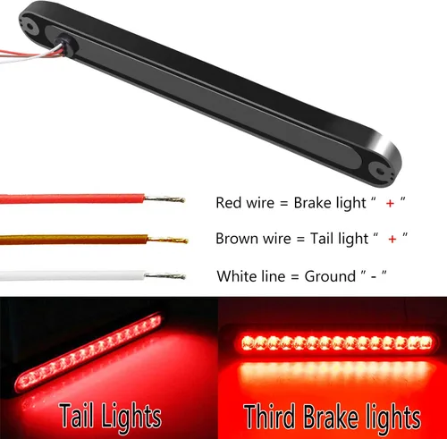 Miniatura 6 de Paquete de 2 Luces de Identificación de Remolque LED de 10", 15 LED, 9 a 30 voltios, Conjunto de Luz Trasera LED de Parada Giro Cola, Tercera Barra