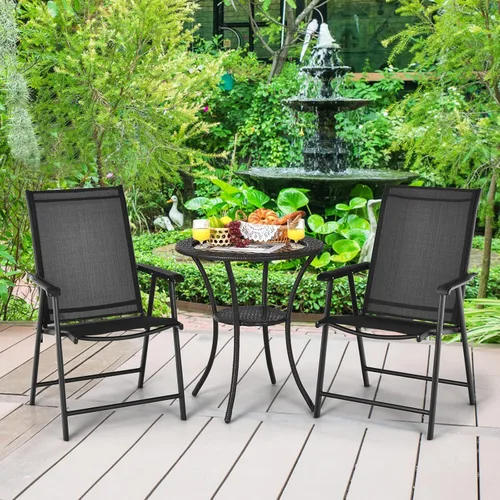 Miniatura 2 de S AFSTAR Juego de 2 sillas de patio, sillas plegables para exteriores con reposabrazos, sillas plegables al aire libre para césped, jardín, patio