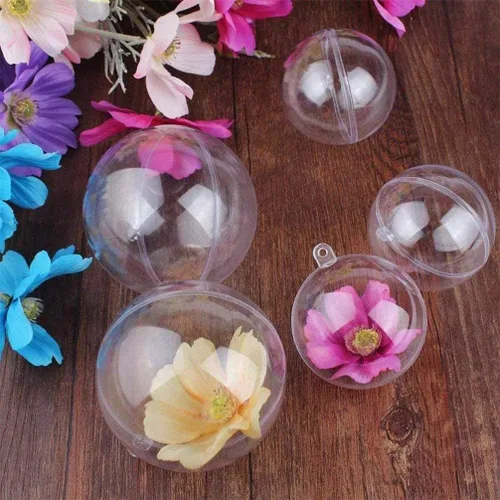 Miniatura 6 de Bolas transparentes de plástico acrílico rellenables, esferas para colgar, adorno de fiesta, decoración para boda, fiesta, festival, hogar