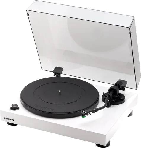 Fluance Tocadiscos RT81 con cartucho AT95E, transmisión por correa, preamplificador incorporado, contrapeso ajustable, color blanco piano Blanco