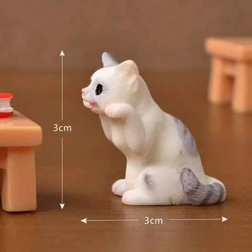 Miniatura 9 de Juego de 10 piezas de juguetes de personaje de gato Kawaii para decoración de tartas, figuras de gato, decoración de escritorio, regalo de Navidad