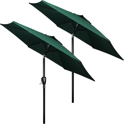 Miniatura 22 de HealSmart Sombrilla de patio de 7.5 pies con botón de inclinación/manivela, sombrilla de mesa al aire libre, 6 varillas resistentes para jardín
