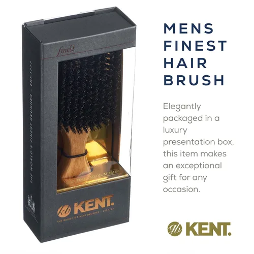 Miniatura 6 de Kent OG2 Club - Cepillo de pelo de cerdas de jabalí pequeño para hombres, cerdas de jabalí natural, cepillo para barba para hombres, cepillo KENT
