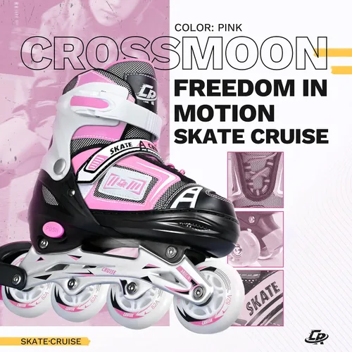 Miniatura 3 de Patines en línea ajustables para niños, adolescentes y adultos - Rodamientos ABEC-7, ruedas de poliuretano, ajuste cómodo, para patinaje en Rosado