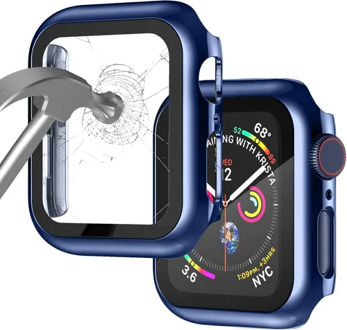 Miniatura 10 de Funda compatible con Apple Watch de 1 37⁄64 pulgadas (40 mm), serie 6/5/4/SE, con protector de pantalla de vidrio templado integrado, carcasa Negro