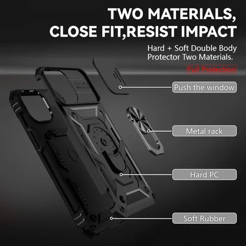 Miniatura 5 de HNHYGETE Funda para iPhone 12 Pro Max con protector de pantalla: [grado militar de 20 pies probada en caídas] Funda protectora para cámara Negro