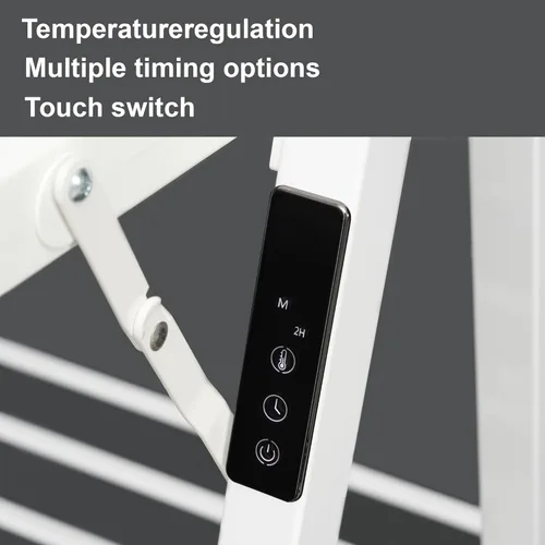 Miniatura 7 de Estante eléctrico de secado de ropa calentado, secadora de ropa plegable con calefacción y temporizador de apagado, tendedero para ropa, zapatos