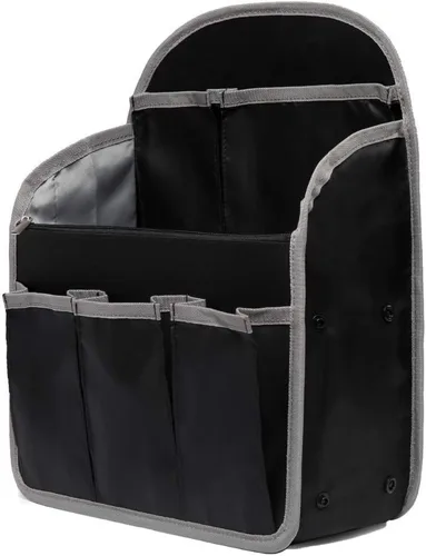 PAOIXEEL Organizador de mochila ligero, 15 bolsillos de nailon, organizador de mochila, grande, color negro