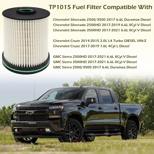 Miniatura 6 de Paquete de 2 filtros de combustible TP1015 para Duramax Diesel Pro de 6.6 L para Chevrolet Silverado/GMC Sierra 2500HD 3500HD/Chevy Cruze 2014-2018