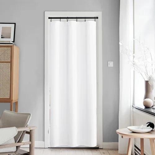 Miniatura 133 de NICETOWN Cortinas opacas unicolor con aislamiento térmico para puerta francesa, granja, oscurecimiento de habitación, puertas y ventanas de Marrón