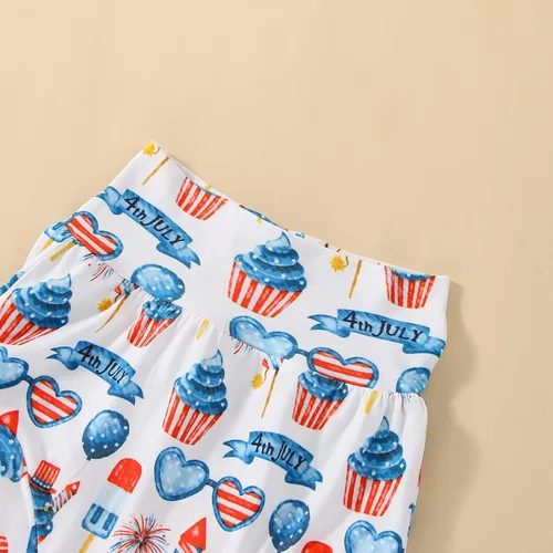 Miniatura 6 de Traje para bebé niña del 4 de julio, ropa para el Día de los Caídos con borlas, camiseta con bandera