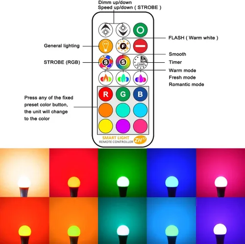 Miniatura 4 de Yangcsl Bombilla LED equivalente a 85 W, bombilla RGB que cambia de color, 6 estados de ánimo, memoria, sincronización, regulable, base de tornillo