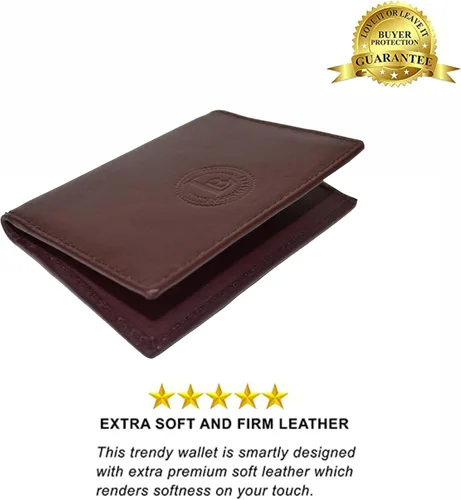 Miniatura 44 de Leatherboss - Cartera delgada y plegable de piel auténtica Soporte para tarjeta de crédito, débito, identificación Compacta y elegante