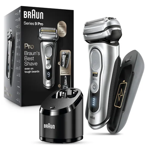 Miniatura 4 de Braun Maquinilla de afeitar eléctrica para hombres, afeitadora de lámina impermeable, Serie 9 Pro 9477cc, afeitado húmedo y seco, con estuche