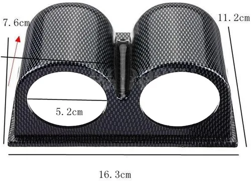 Miniatura 2 de ESUPPORT de fibra de carbono 2" 52mm resistente universal con dos orificios para montar medidores de tablero en auto